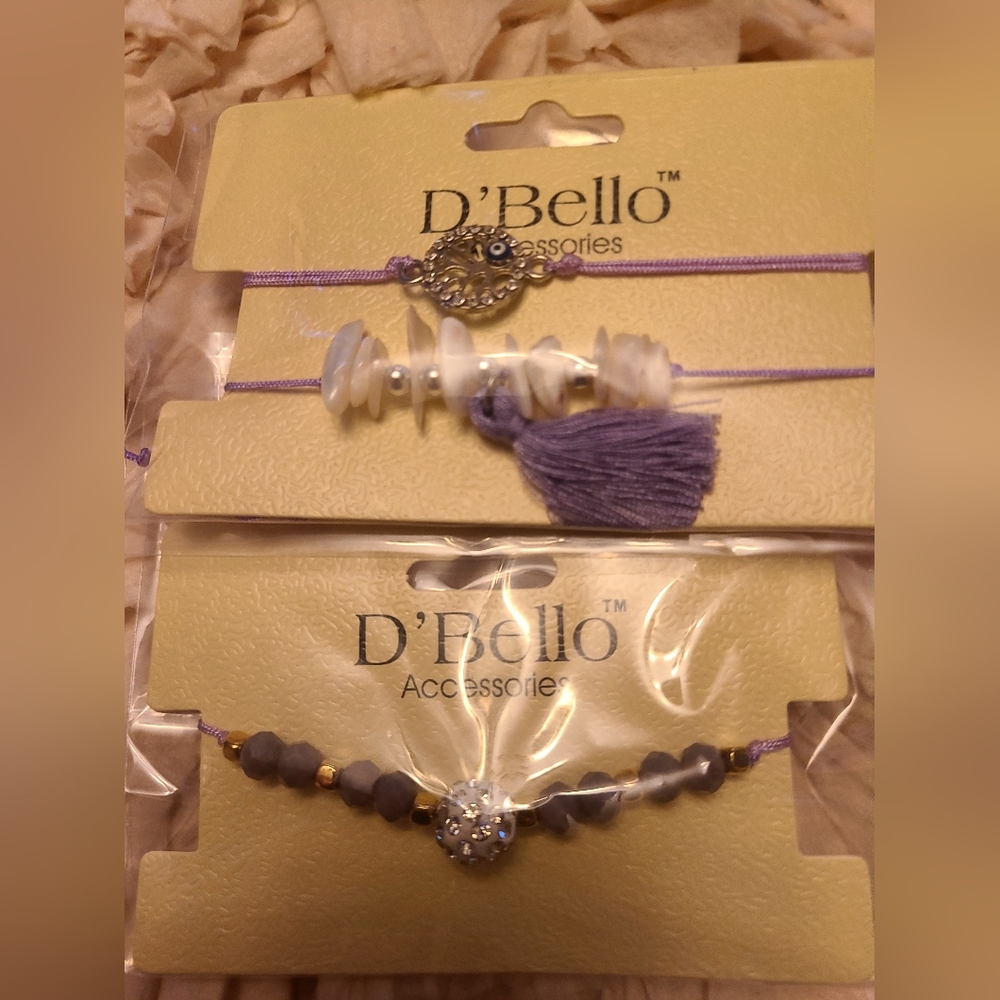 Two brand NWT D'Bello Accessories bracelets - Evil Eye Protection - purple💜 🧿